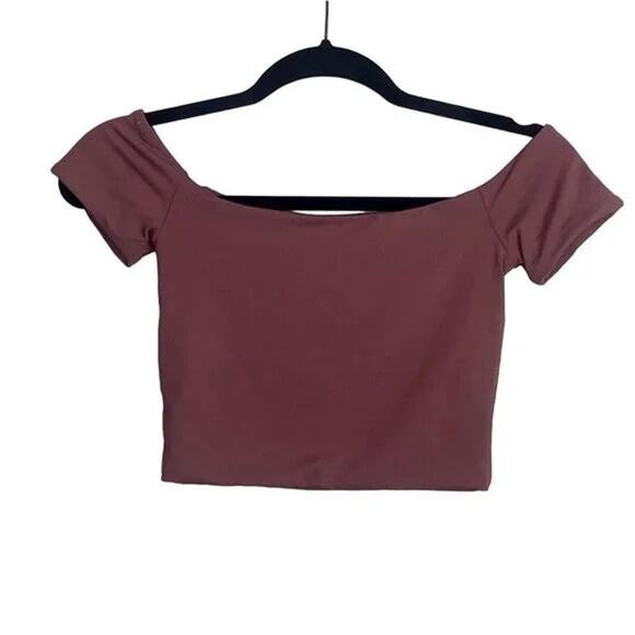 ZARA 90s Crop Top Short Sleeve Stretch Squared Neckline Very Soft S Blush Pink - Picture 13 of 14